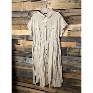 Bloomchic Casual Button Down Dress Khaki Size 18/20